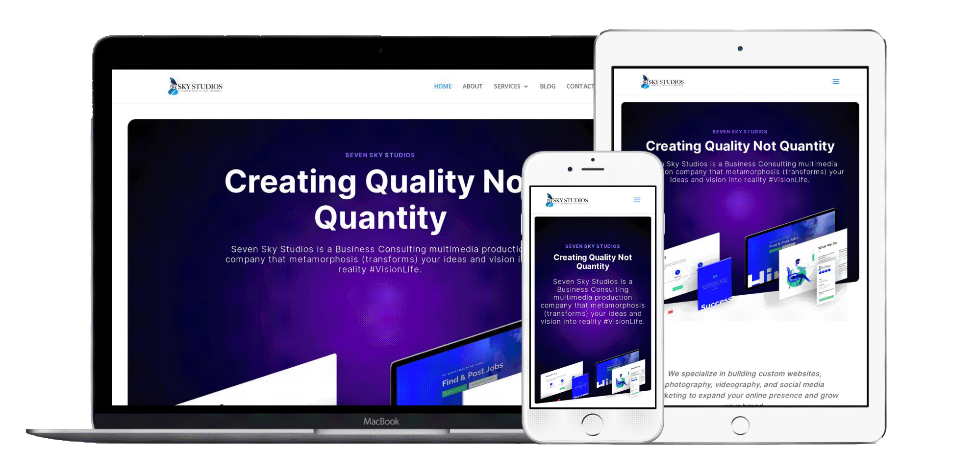 Seven Sky Studios backdrop website demo mockup image